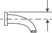 Faucet height measured from the centerline of the inlet to the top of the faucet