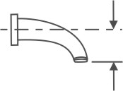 Spout height measured from the centerline of the inlet to the bottom of the spout