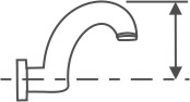 Faucet height measured from the centerline of the inlet to the top of the faucet