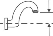 Spout height measured from the centerline of the inlet to the bottom of the spout